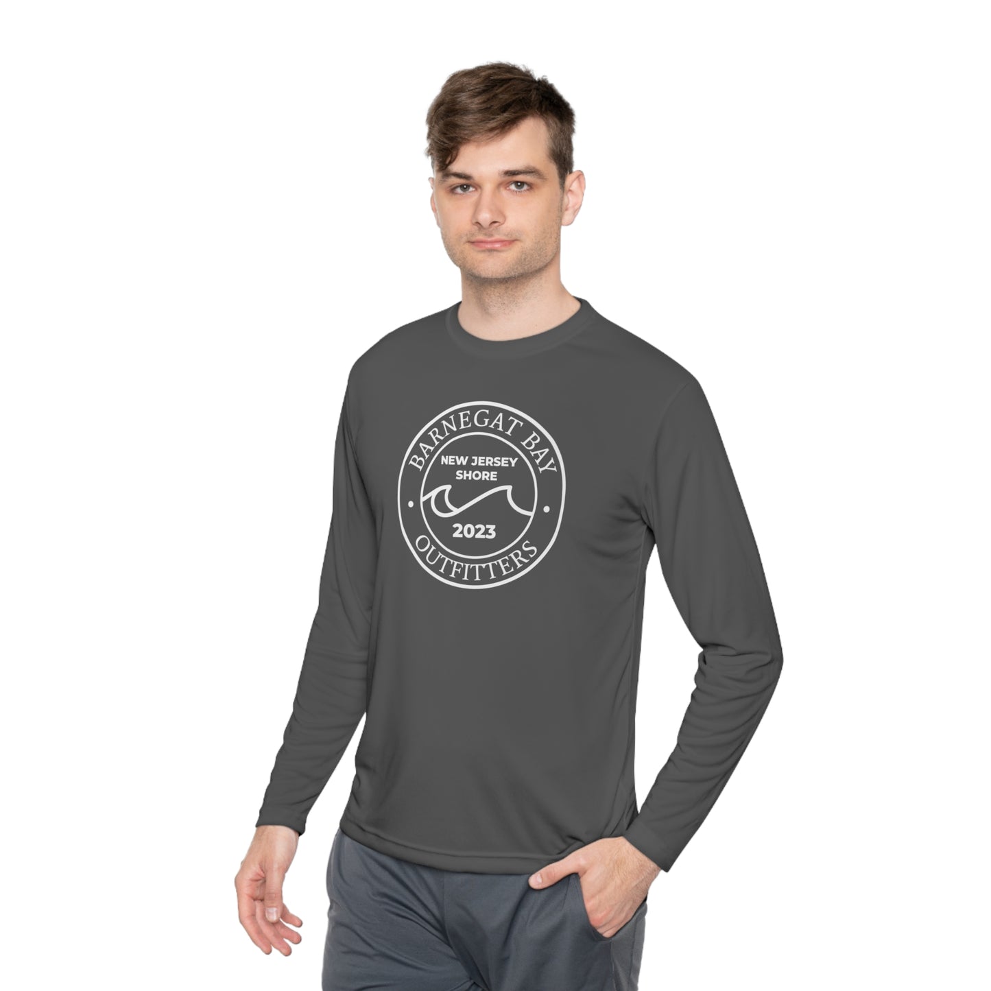 UPF40+ Circle Wave Front Logo Unisex Performance Long Sleeve Tee
