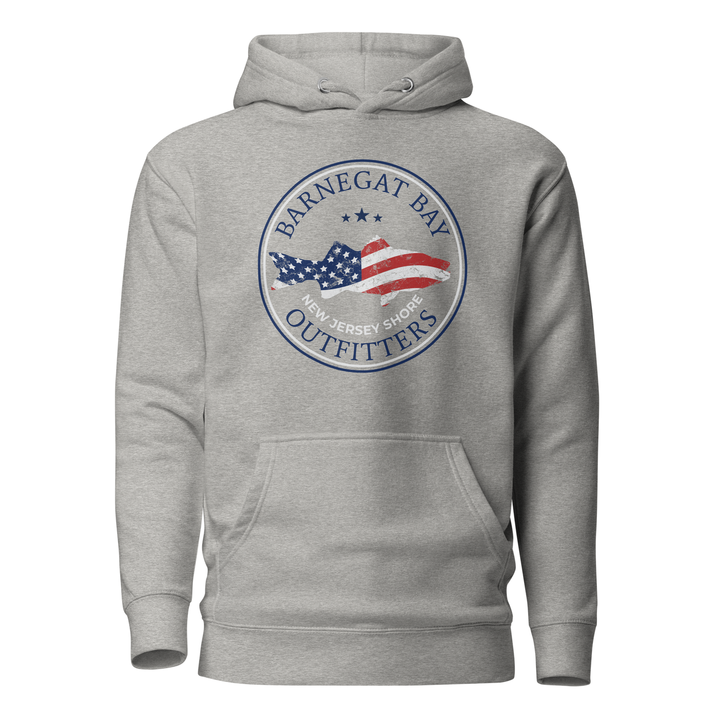 Red, White, & Blue Striped Bass Circle Logo Unisex Premium Hoodie