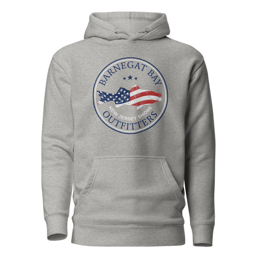 Red, White, & Blue Striped Bass Circle Logo Unisex Premium Hoodie