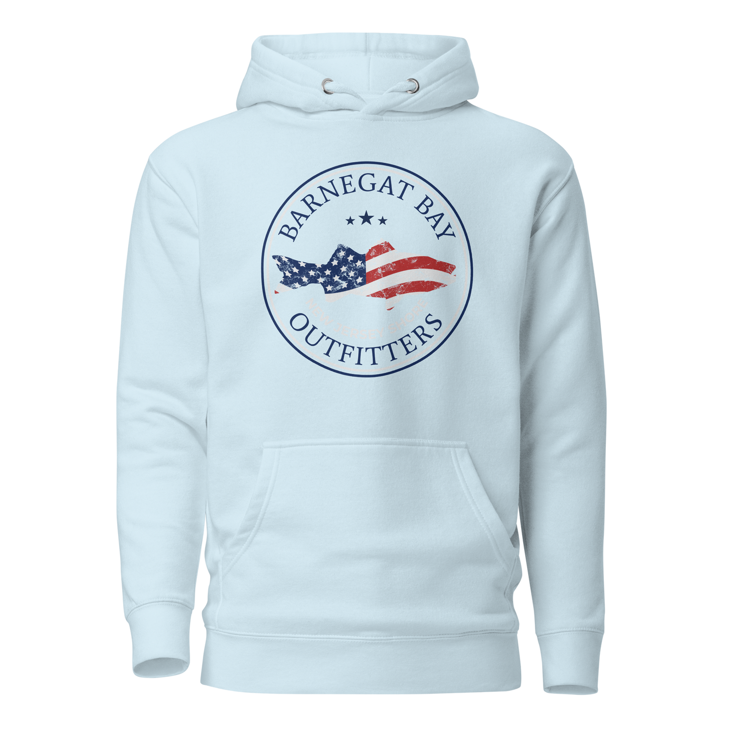 Red, White, & Blue Striped Bass Circle Logo Unisex Premium Hoodie