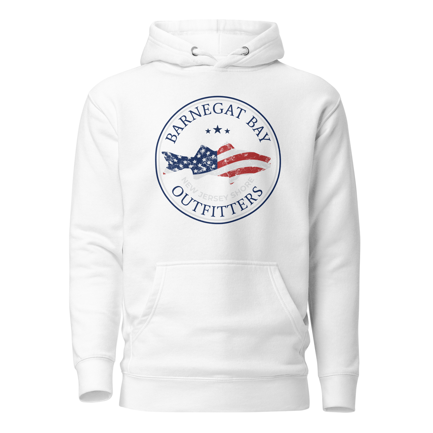 Red, White, & Blue Striped Bass Circle Logo Unisex Premium Hoodie