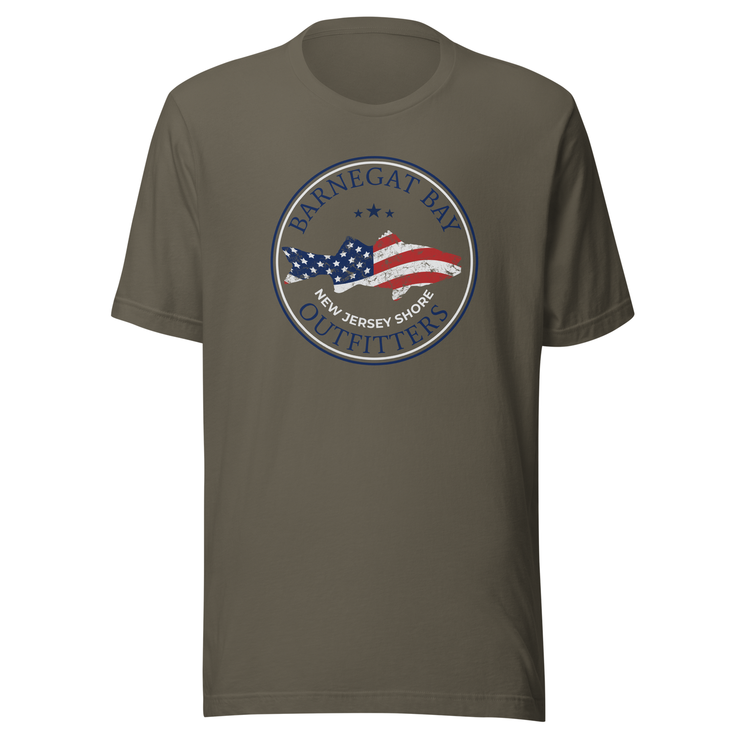 Red, White, & Blue Striped Bass Circle Logo B+C 3001