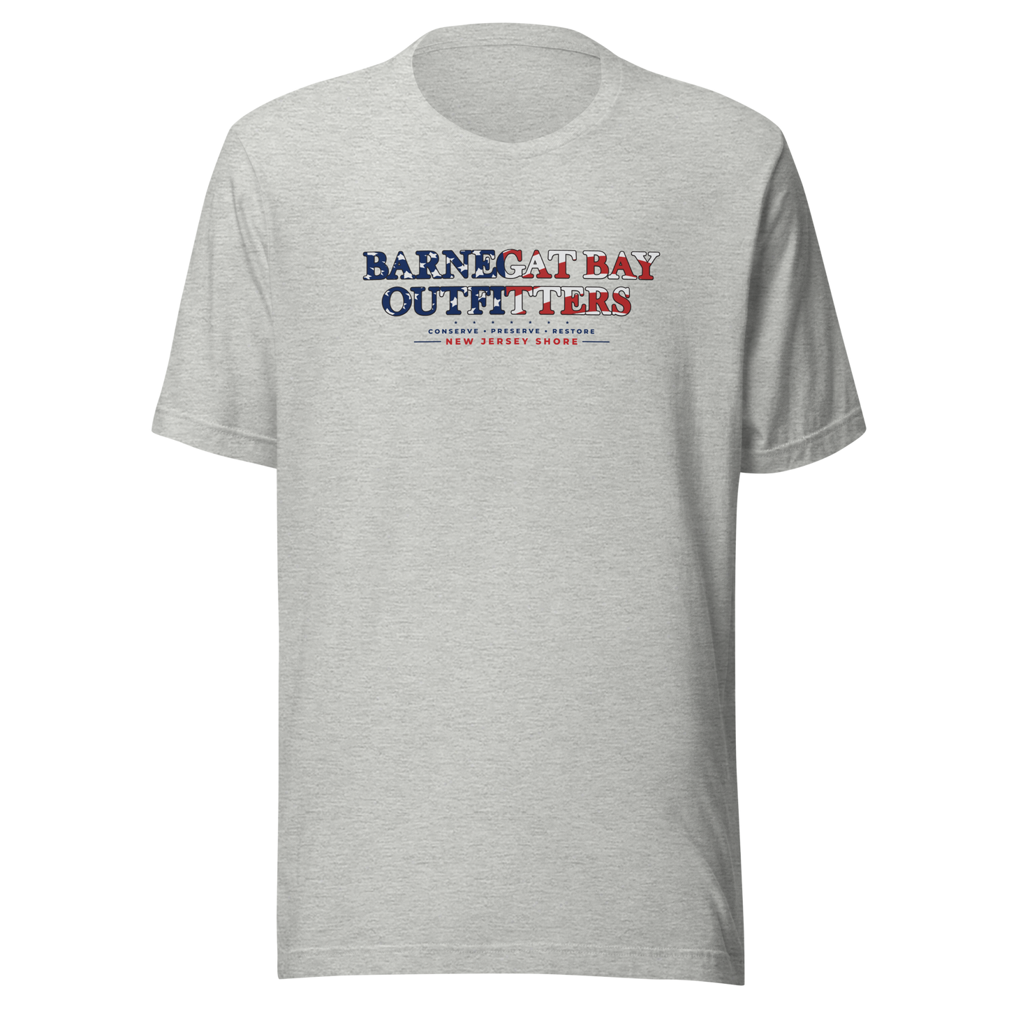 Red, White, & Blue Barnegat Bay Front Logo Unisex T-Shirt B+C 3001