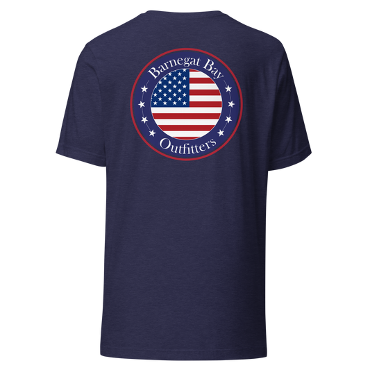 Red, White, & Blue Circle Flag Logo Unisex T-Shirt B+C 3001