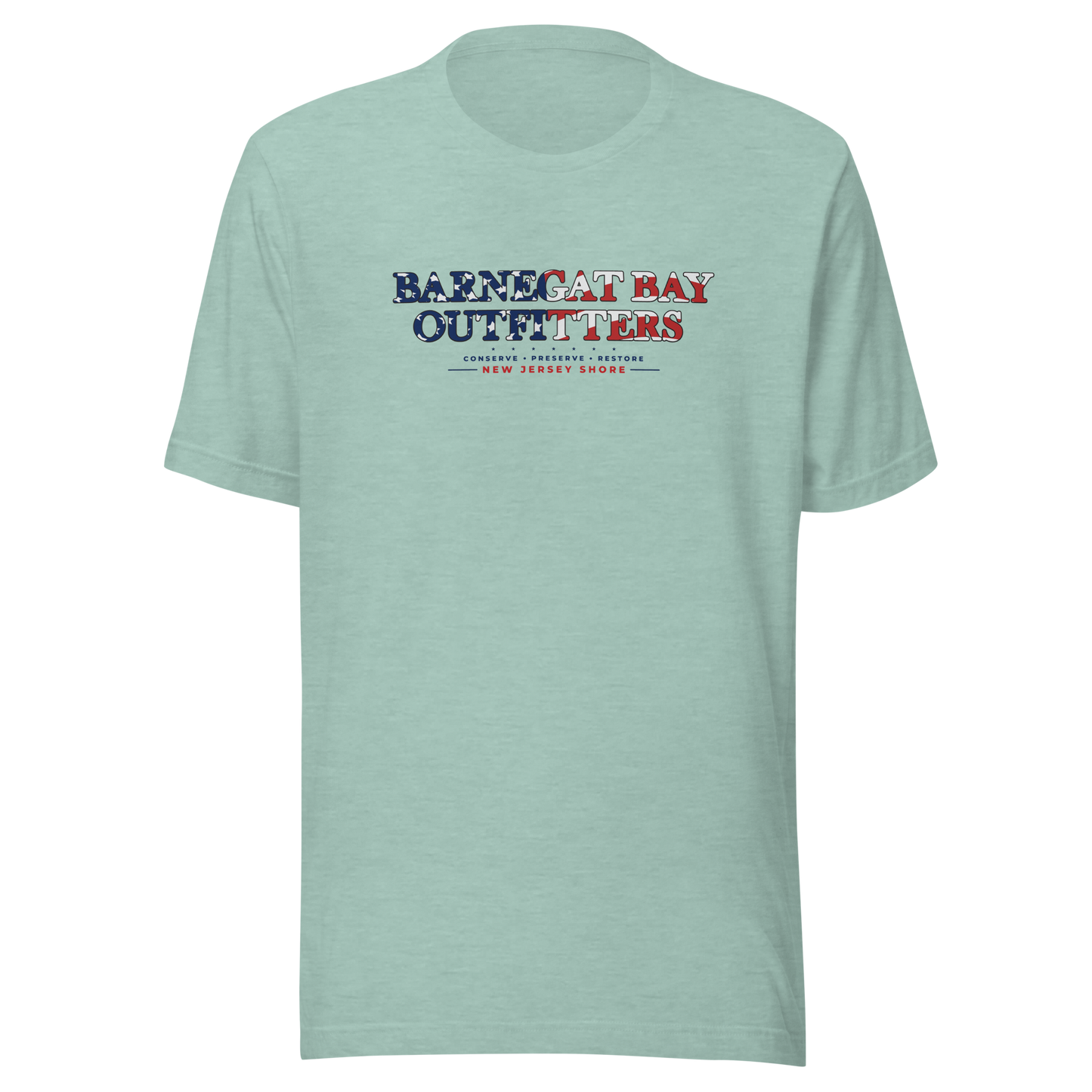 Red, White, & Blue Barnegat Bay Front Logo Unisex T-Shirt B+C 3001