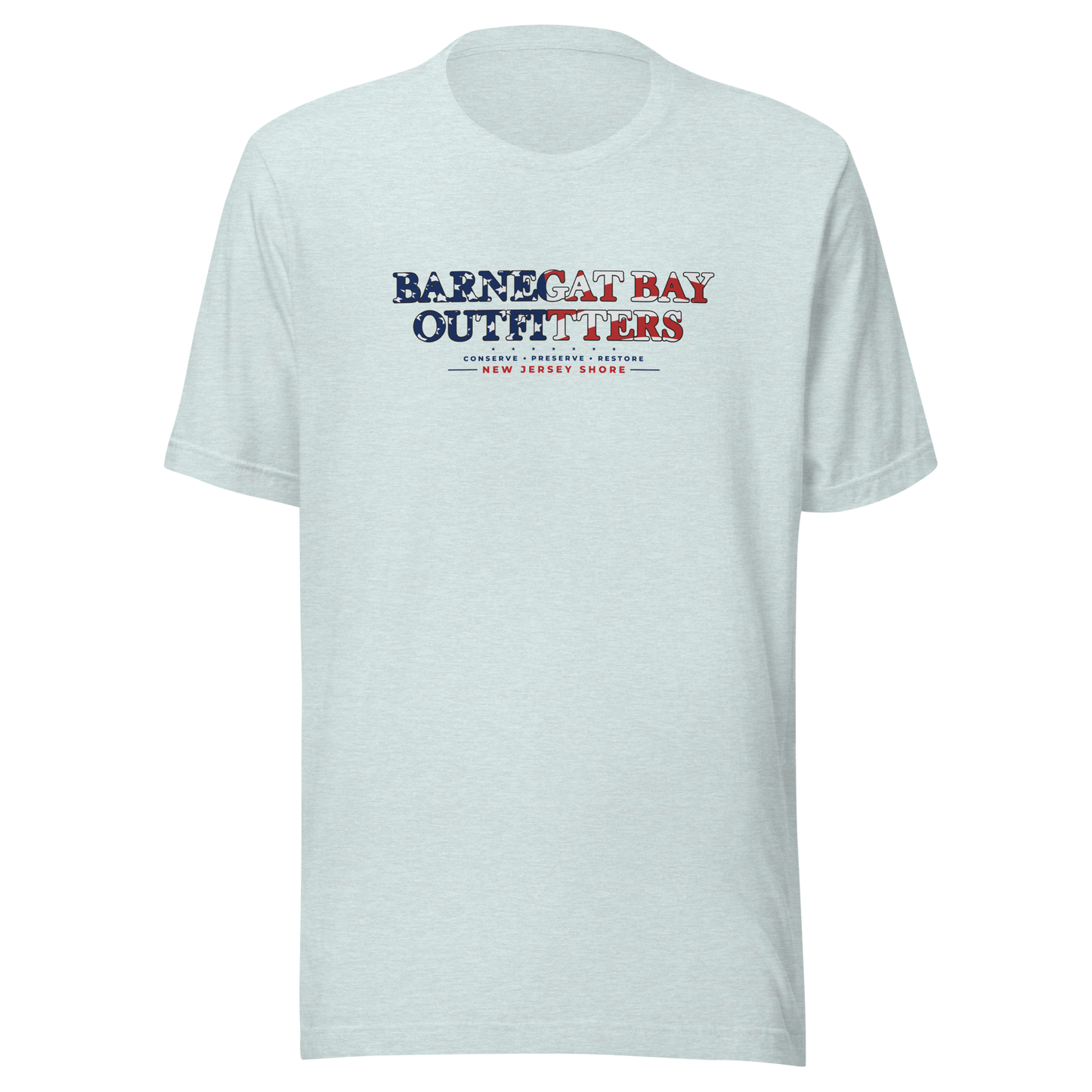 Red, White, & Blue Barnegat Bay Front Logo Unisex T-Shirt B+C 3001