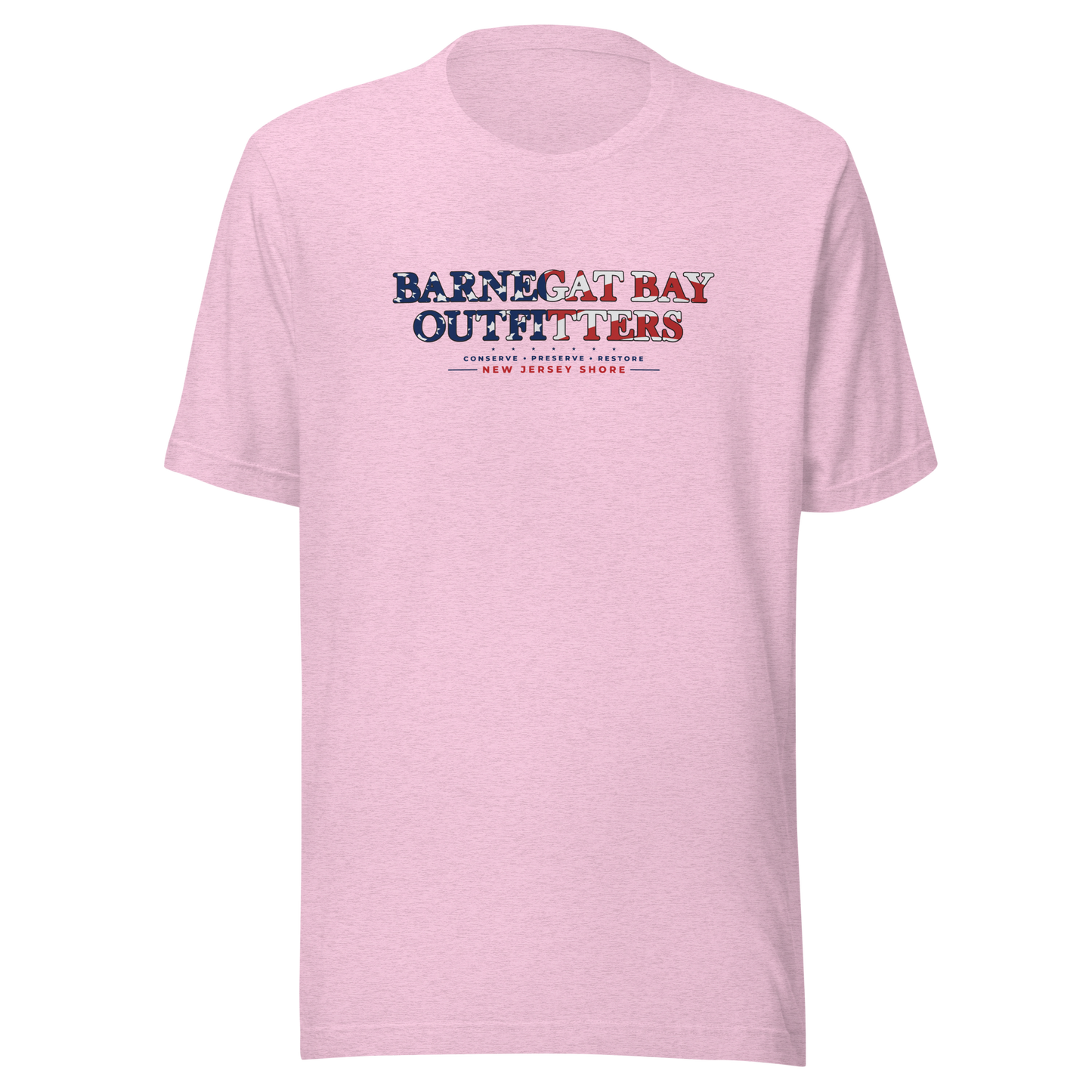 Red, White, & Blue Barnegat Bay Front Logo Unisex T-Shirt B+C 3001