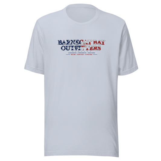 Red, White, & Blue Barnegat Bay Front Logo Unisex T-Shirt B+C 3001