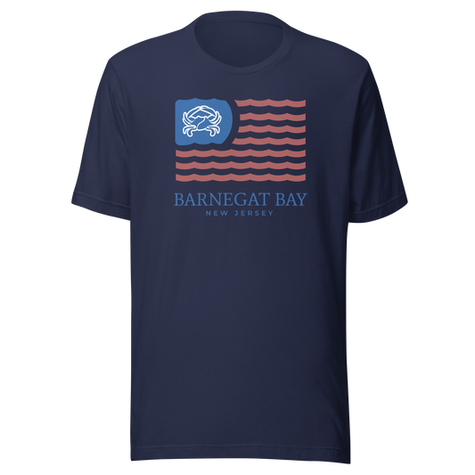 Red, White, & Blue Wavy Flag Front Logo B+C 3001