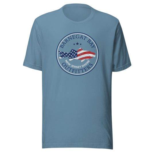 Red, White, & Blue Striped Bass Circle Logo B+C 3001