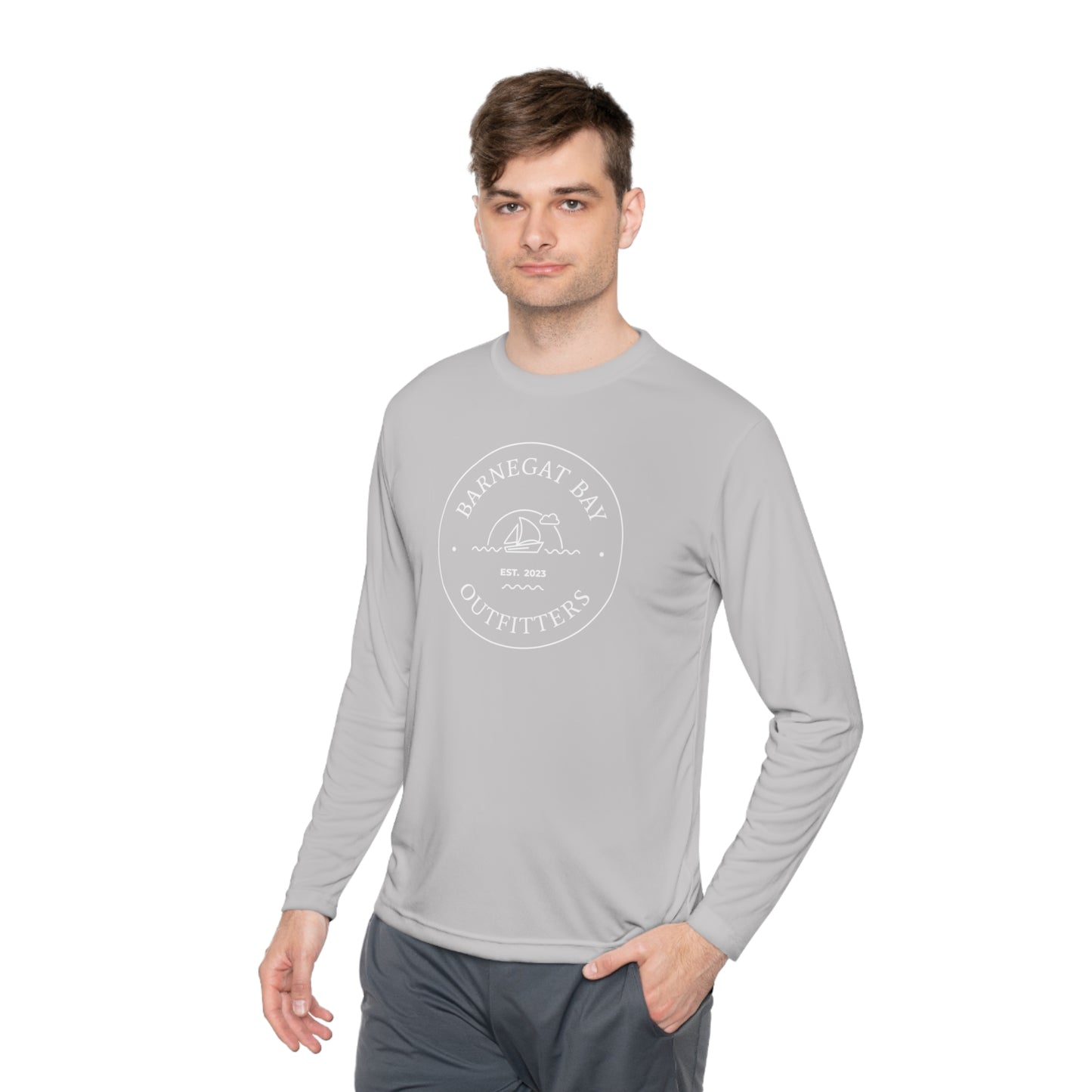 UPF40+ Sail Boat Front Logo Unisex Performance Long Sleeve Tee