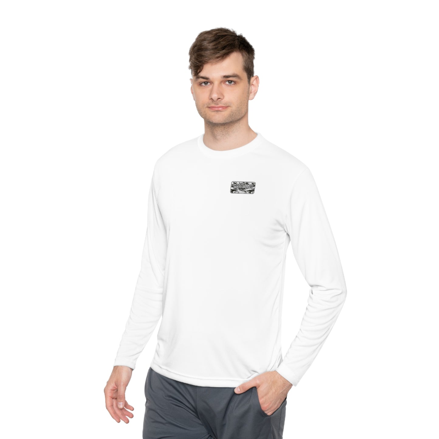 UPF40+ Black Camo Logo Unisex Performance Long Sleeve Tee