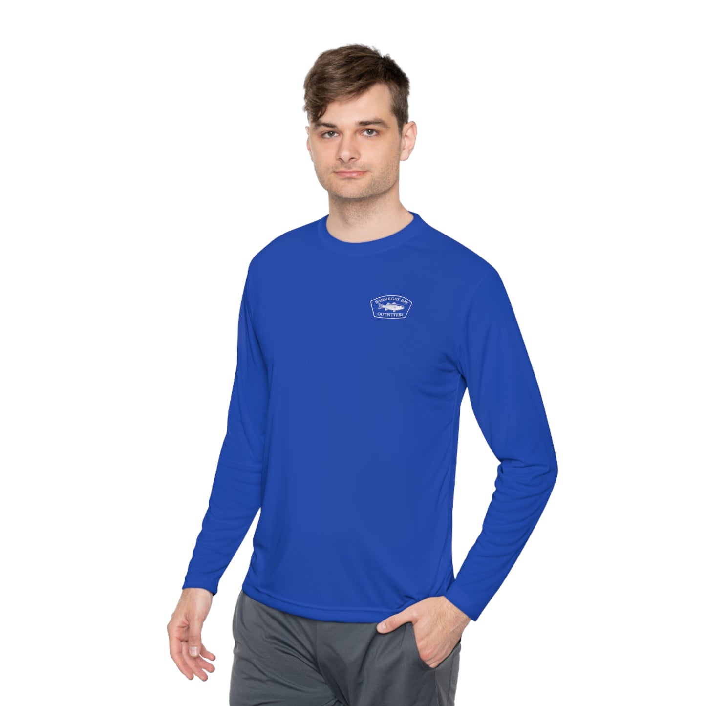 UPF40+ Striped Bass Shield Logo Unisex Performance Long Sleeve Tee