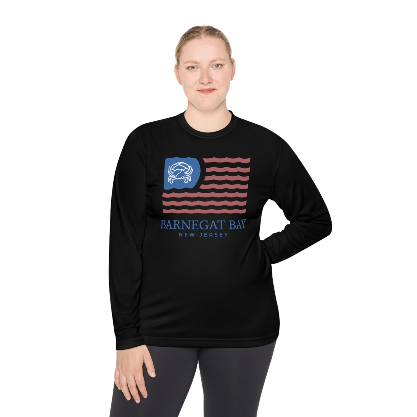 UPF40+ Wavy Flag Front Logo Unisex Performance Long Sleeve Tee