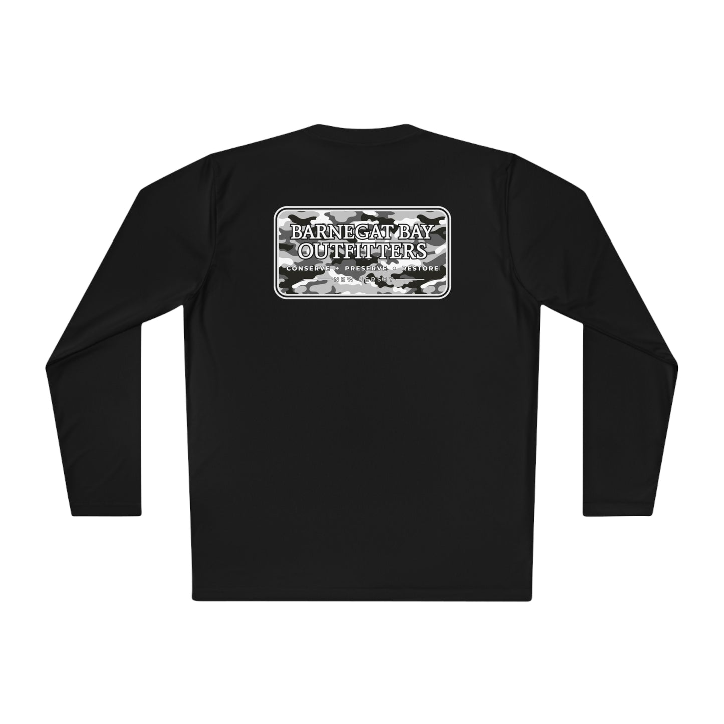 UPF40+ Black Camo Logo Unisex Performance Long Sleeve Tee