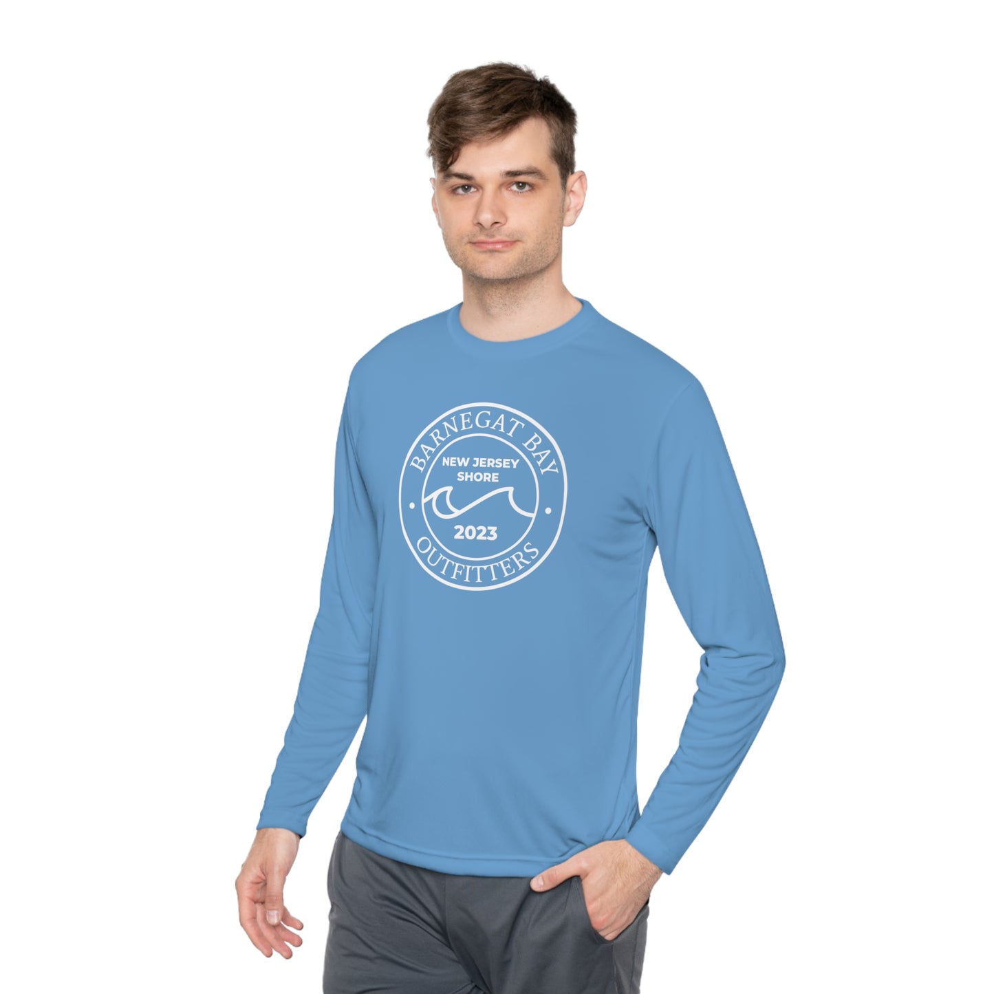 UPF40+ Circle Wave Front Logo Unisex Performance Long Sleeve Tee