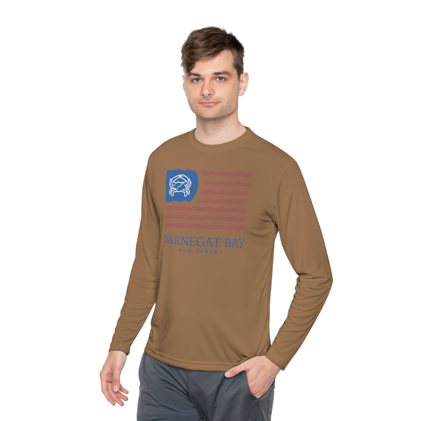 UPF40+ Wavy Flag Front Logo Unisex Performance Long Sleeve Tee