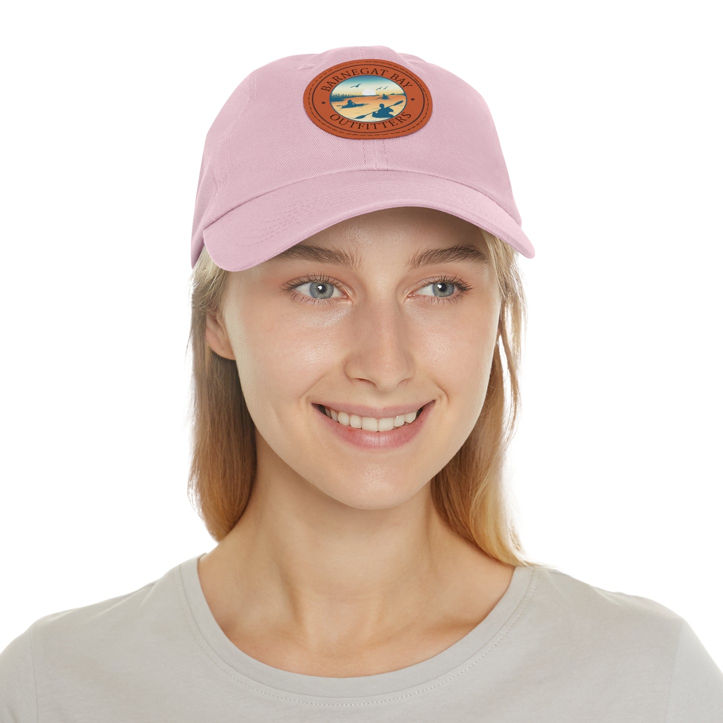 Kayak Scene Round Logo Leather Patch Hat