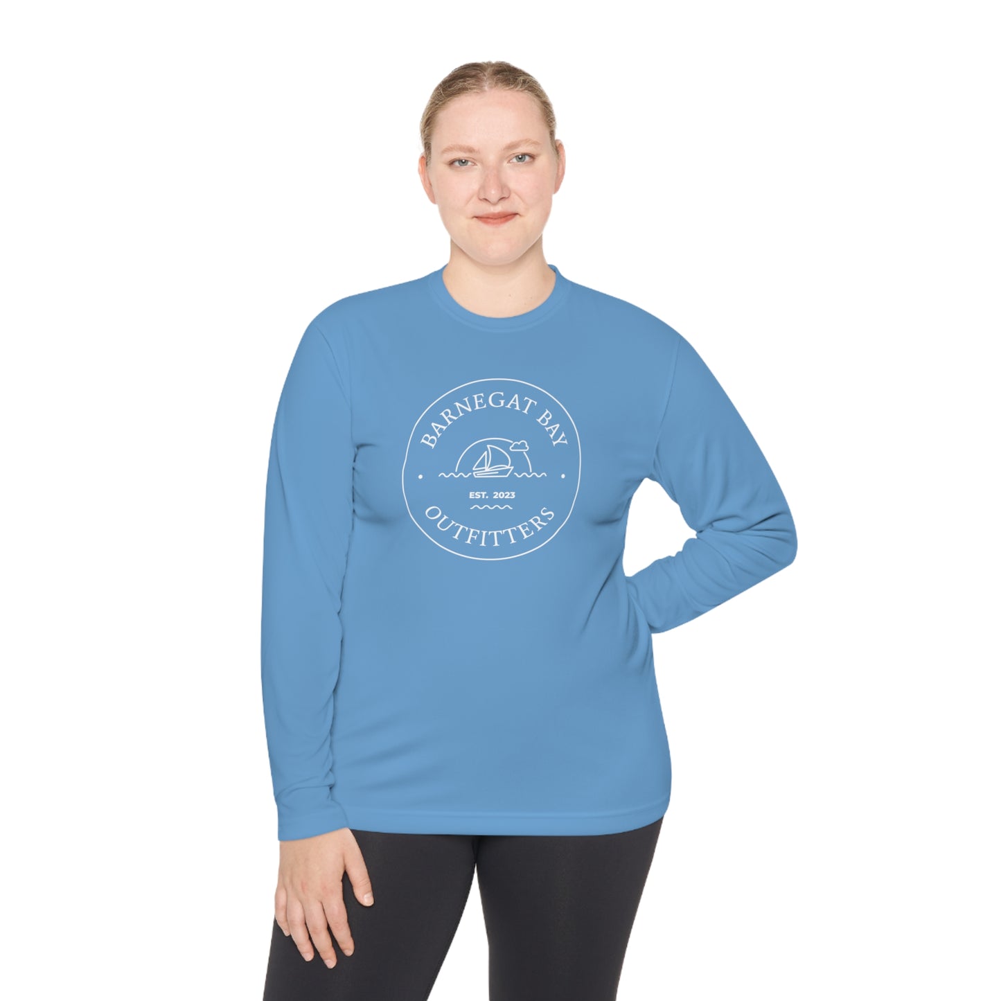 UPF40+ Sail Boat Front Logo Unisex Performance Long Sleeve Tee