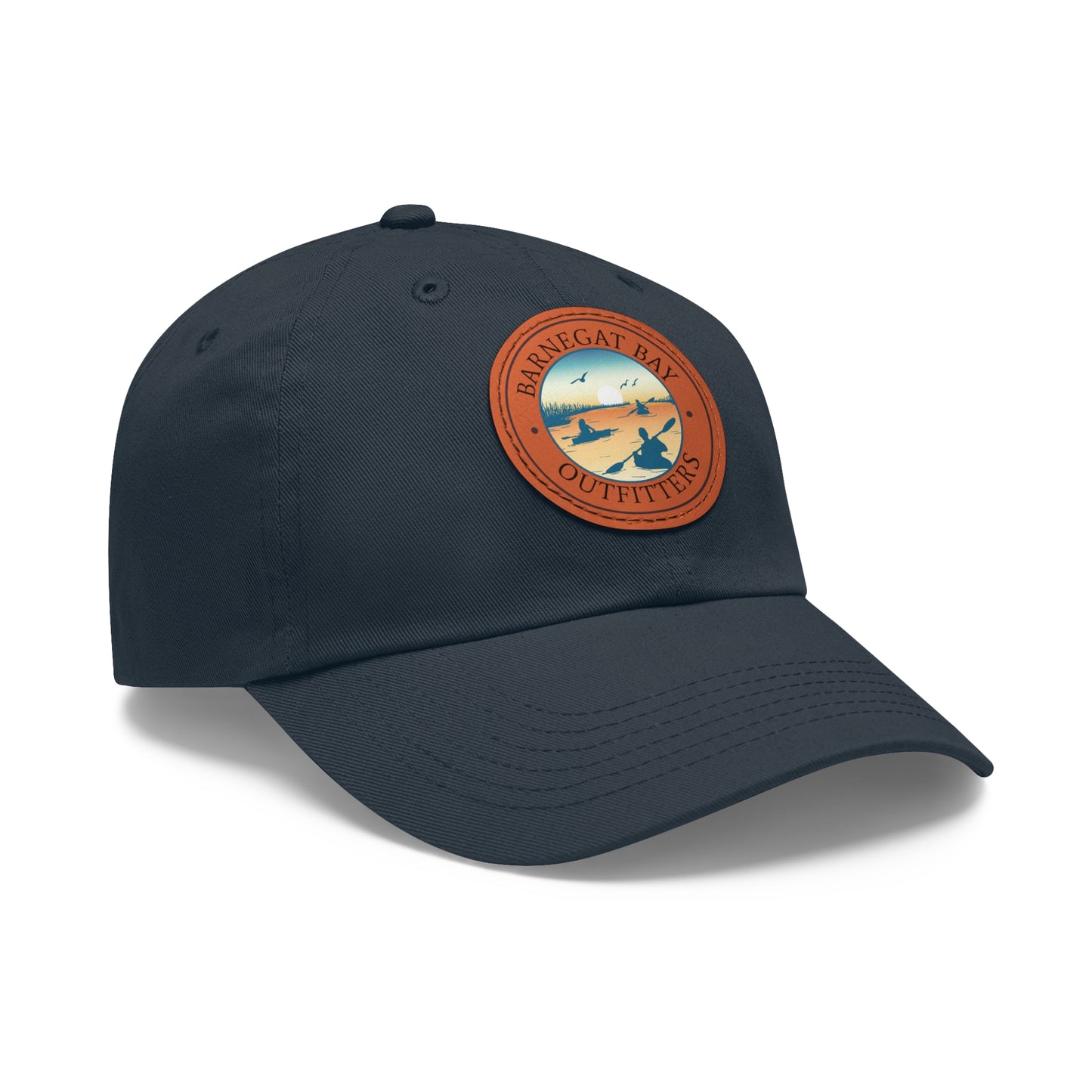 Kayak Scene Round Logo Leather Patch Hat