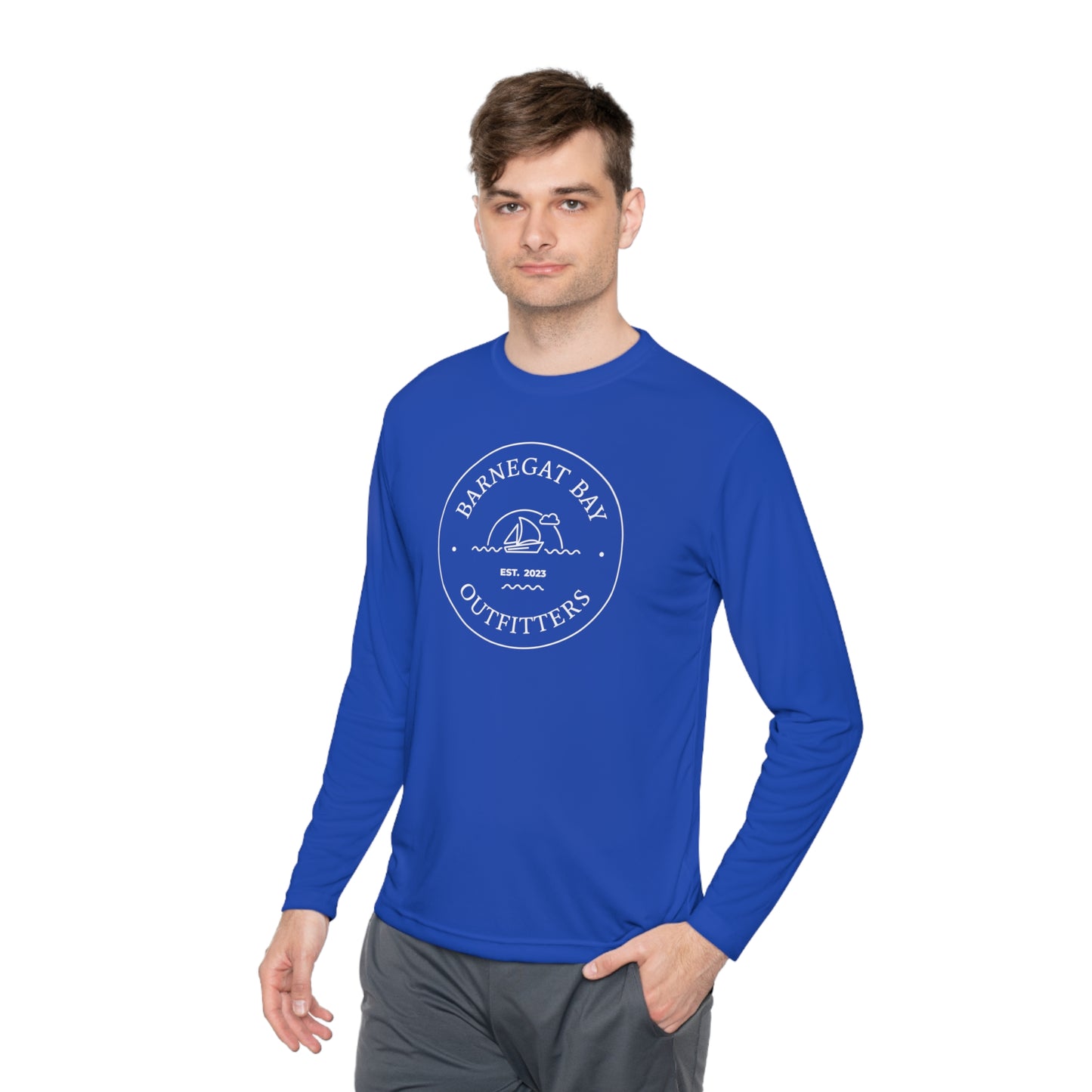 UPF40+ Sail Boat Front Logo Unisex Performance Long Sleeve Tee