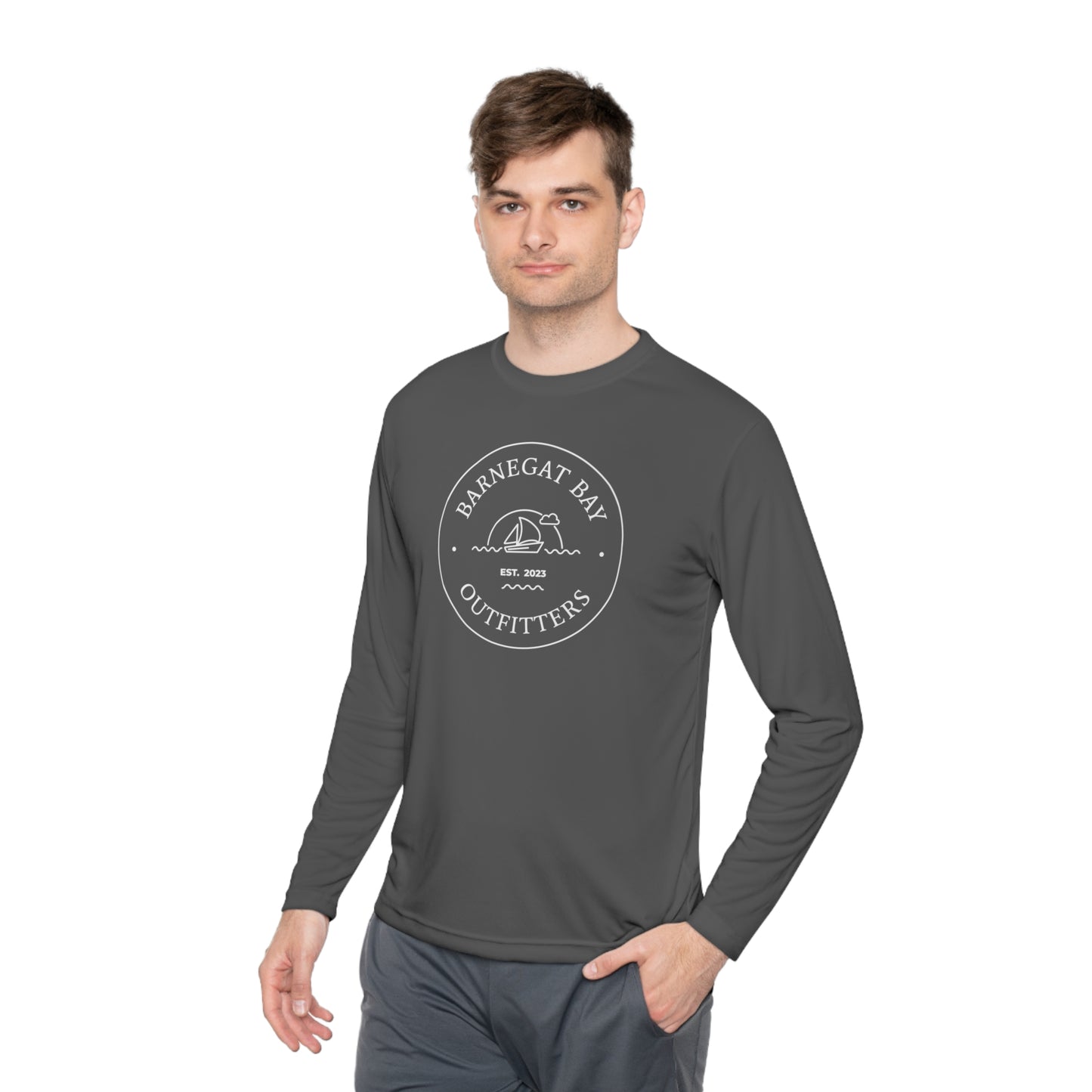 UPF40+ Sail Boat Front Logo Unisex Performance Long Sleeve Tee