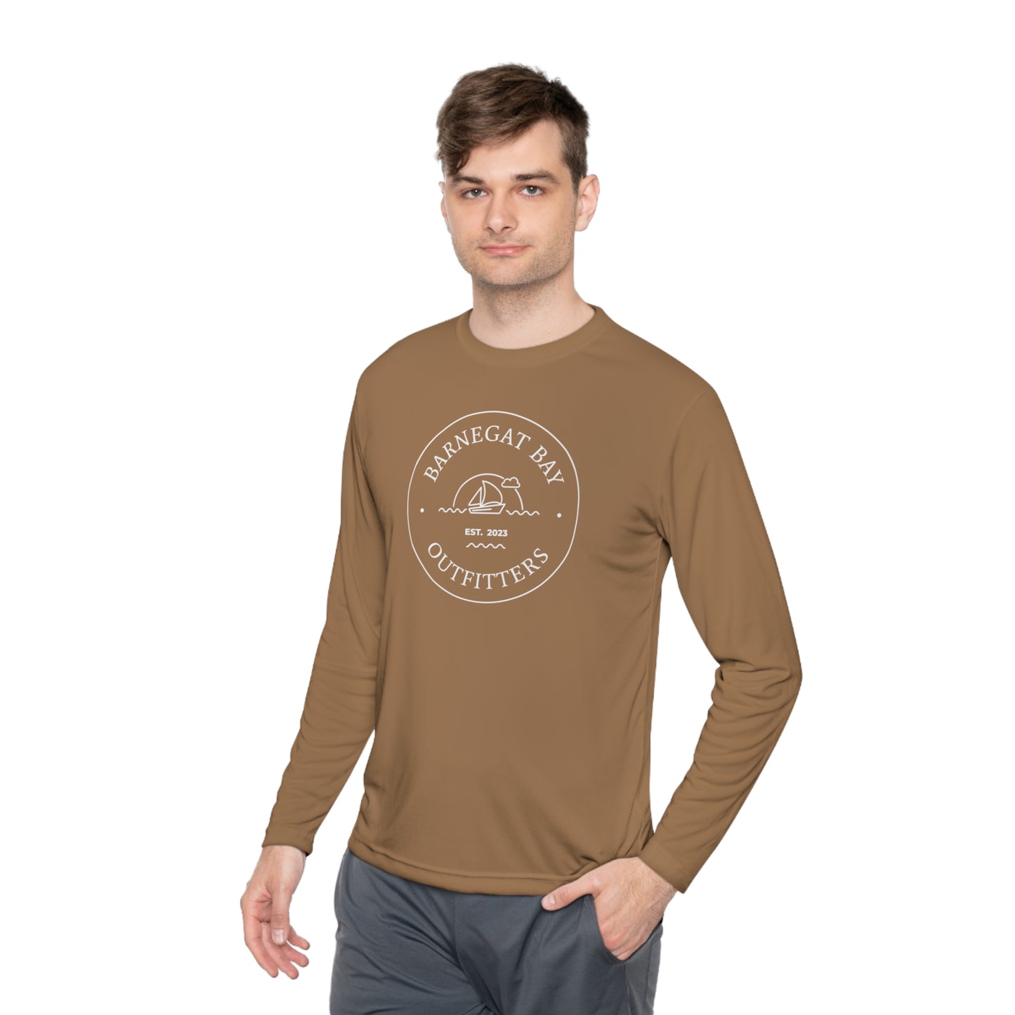 UPF40+ Sail Boat Front Logo Unisex Performance Long Sleeve Tee