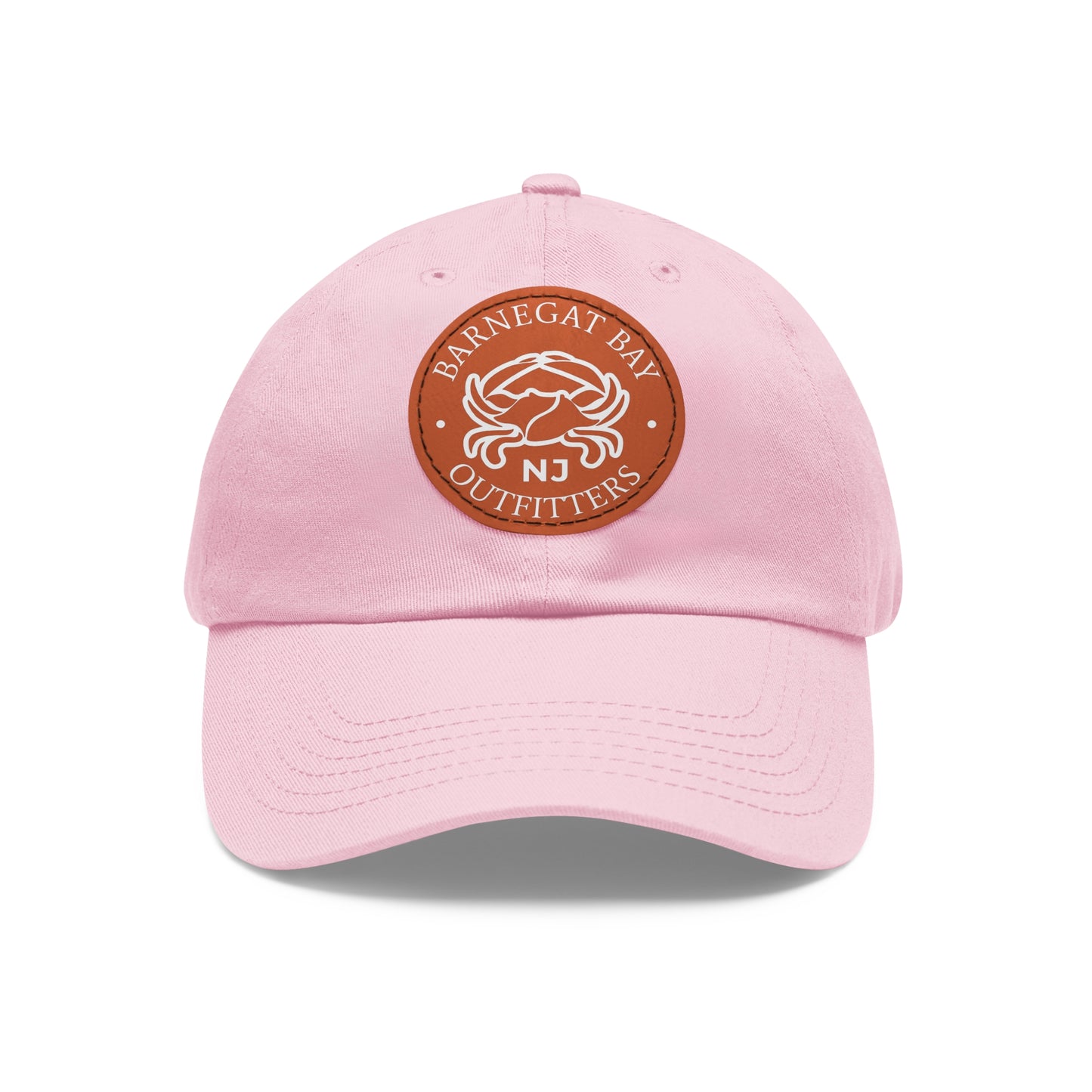 Barnegat Bay Outfitters Round White Crab Logo Leather Patch Hat