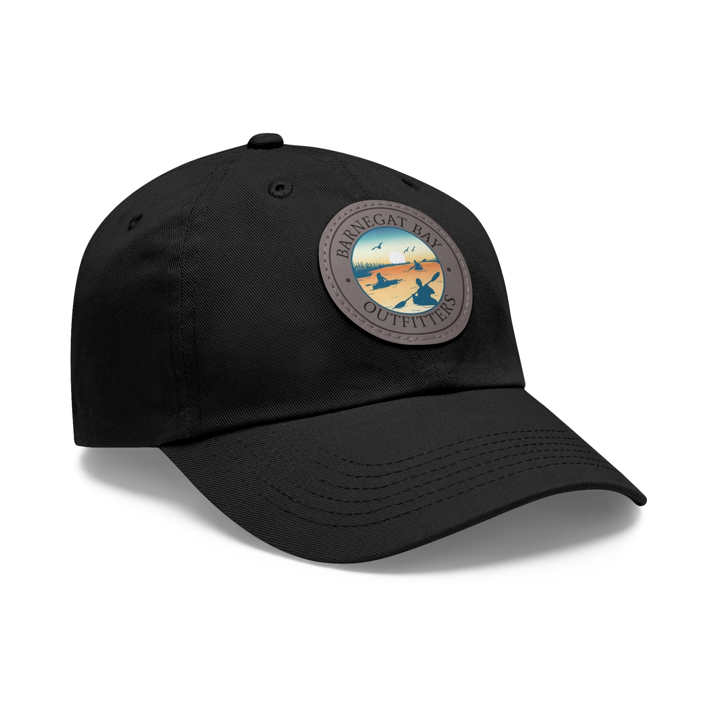 Kayak Scene Round Logo Leather Patch Hat