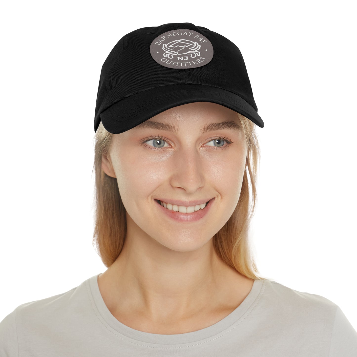 Barnegat Bay Outfitters Round White Crab Logo Leather Patch Hat