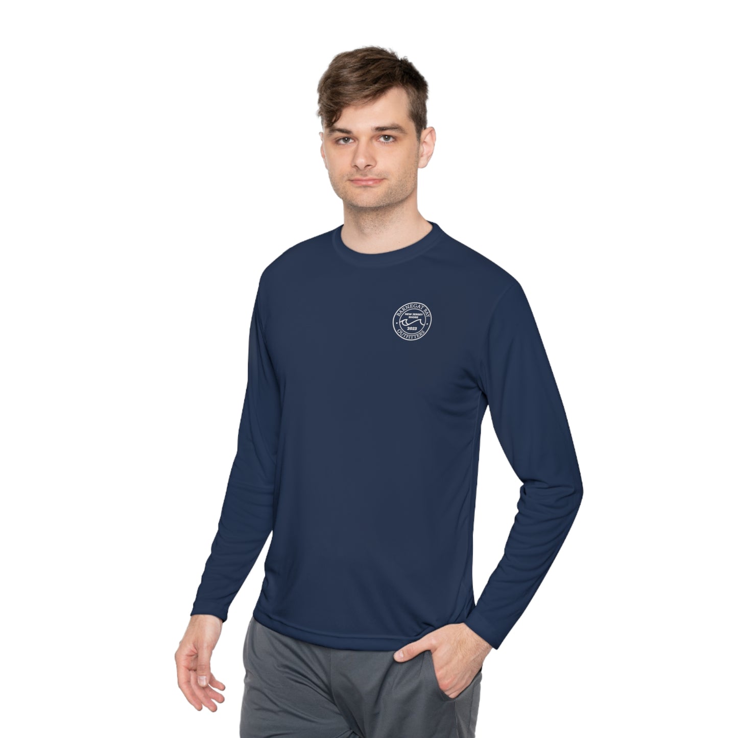 UPF40+ Circle Wave Chest Logo Unisex Performance Long Sleeve Tee