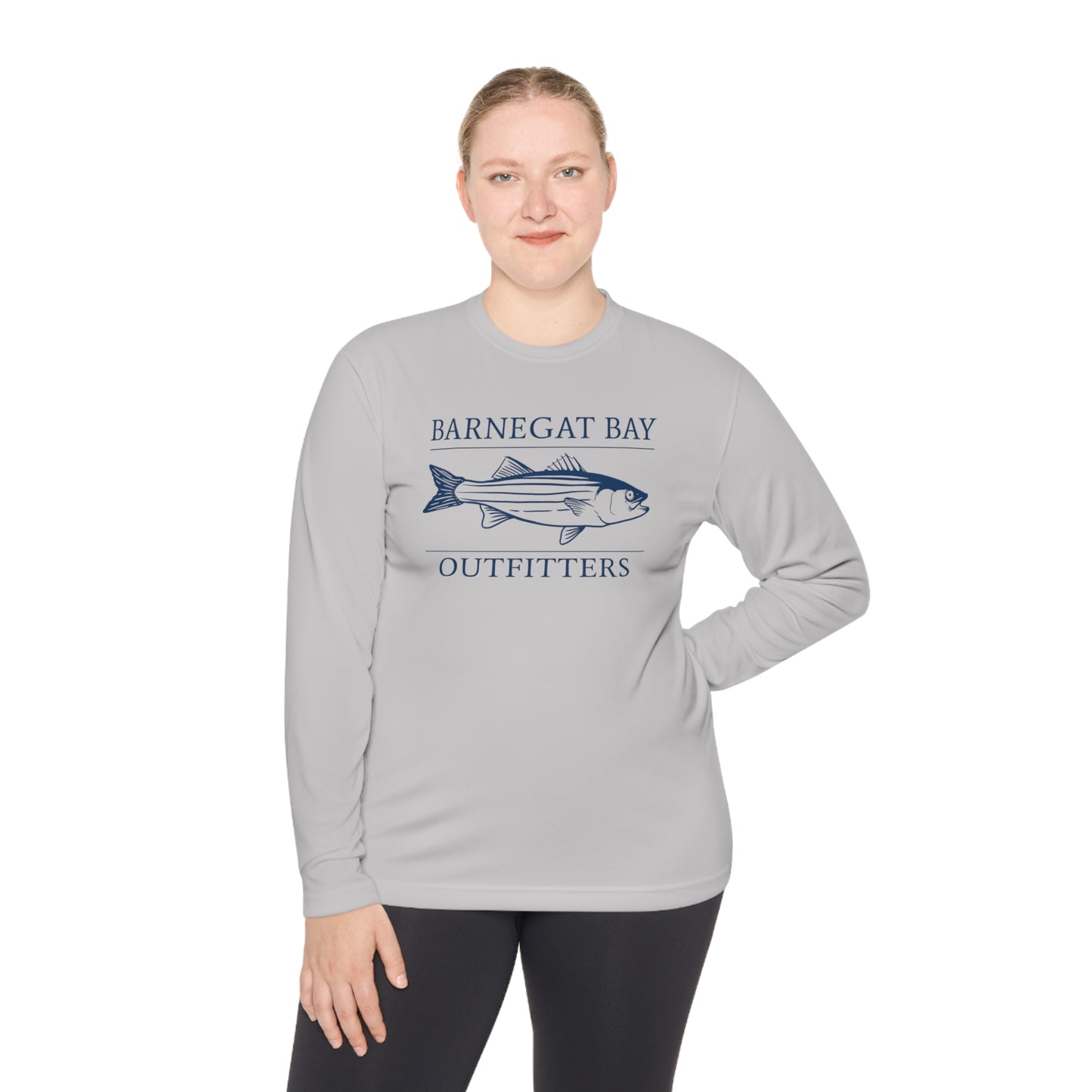 UPF40+ Striped Bass Front Logo Unisex Performance Long Sleeve Tee