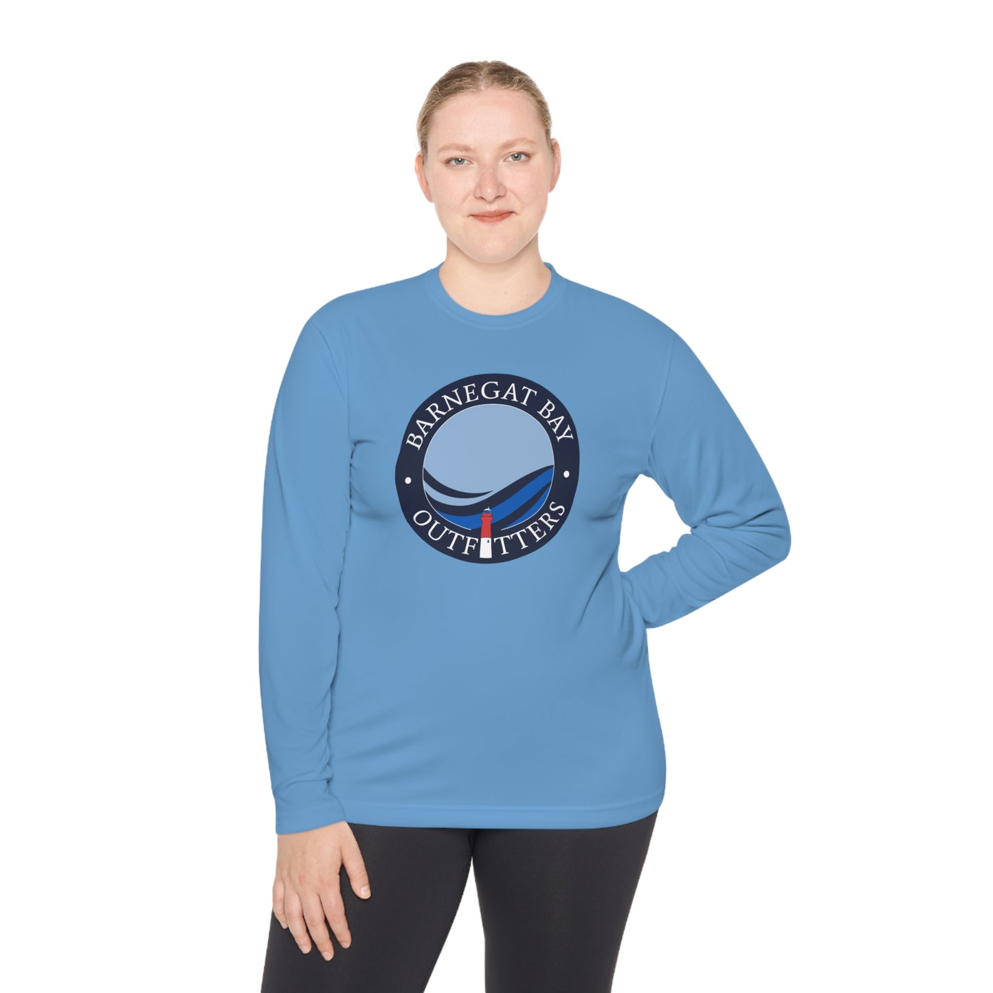 UPF40+ Lighthouse Wave Front Logo Unisex Performance Long Sleeve Tee