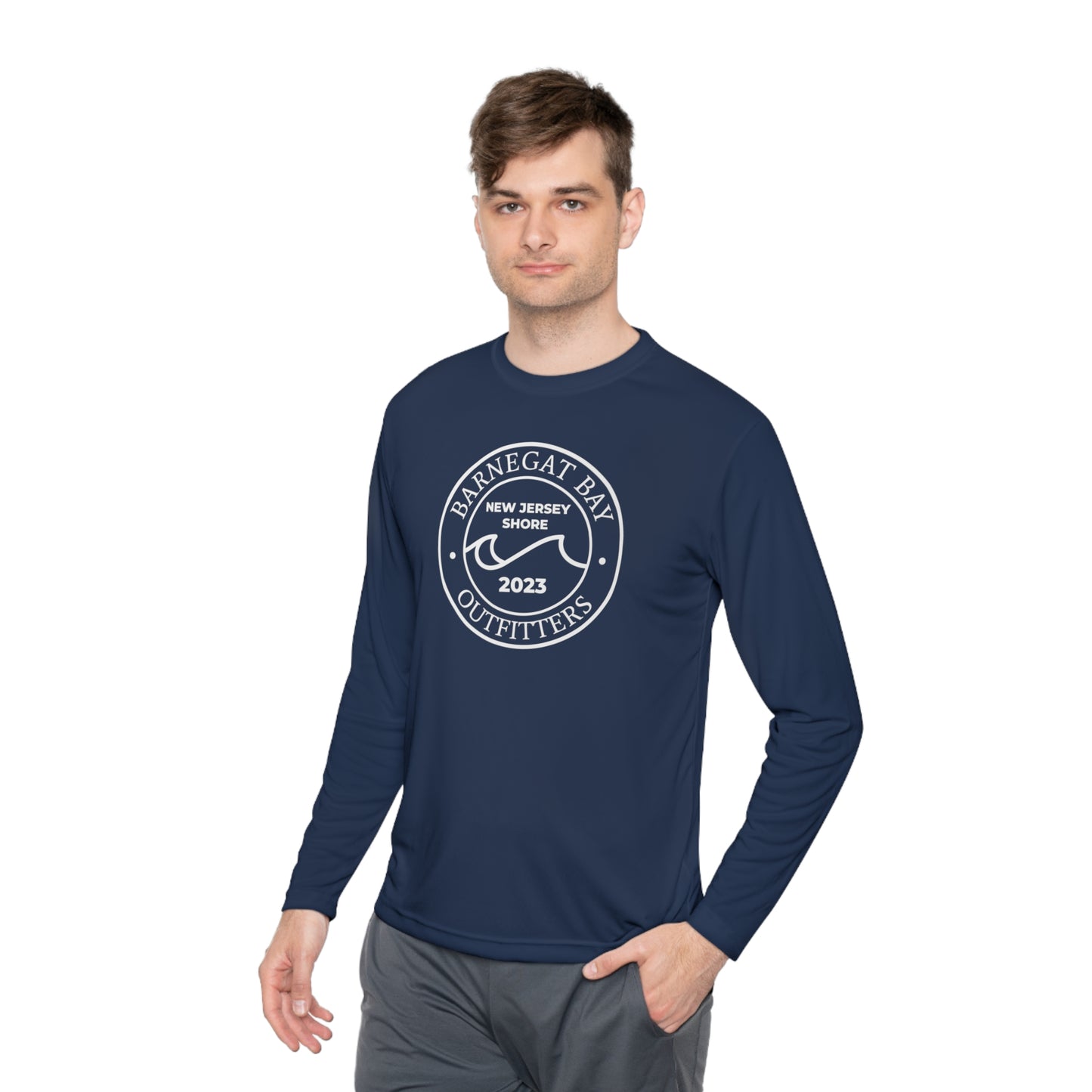 UPF40+ Circle Wave Front Logo Unisex Performance Long Sleeve Tee