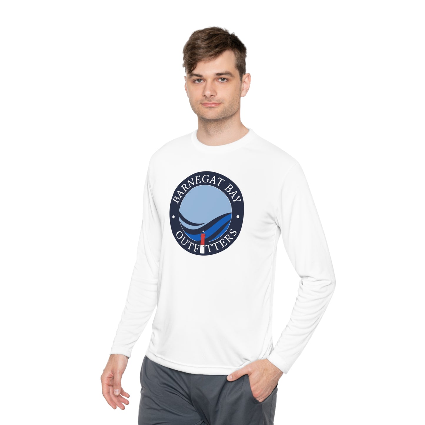 UPF40+ Lighthouse Wave Front Logo Unisex Performance Long Sleeve Tee