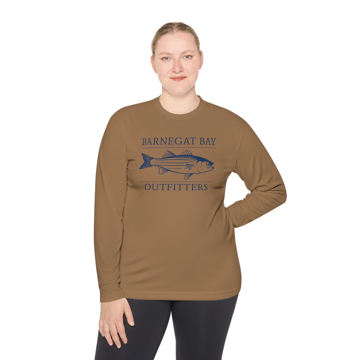 UPF40+ Striped Bass Front Logo Unisex Performance Long Sleeve Tee