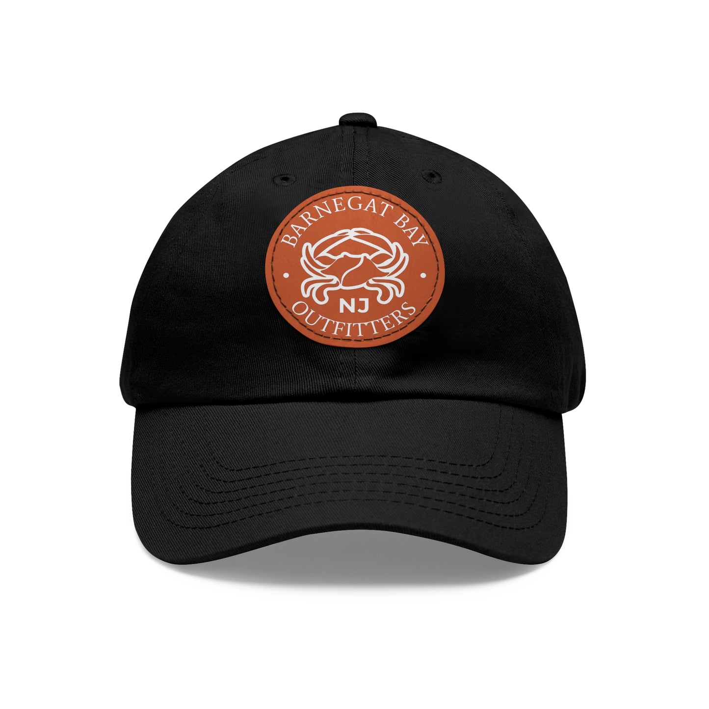 Barnegat Bay Outfitters Round White Crab Logo Leather Patch Hat