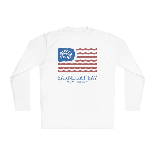 UPF40+ Wavy Flag Front Logo Unisex Performance Long Sleeve Tee