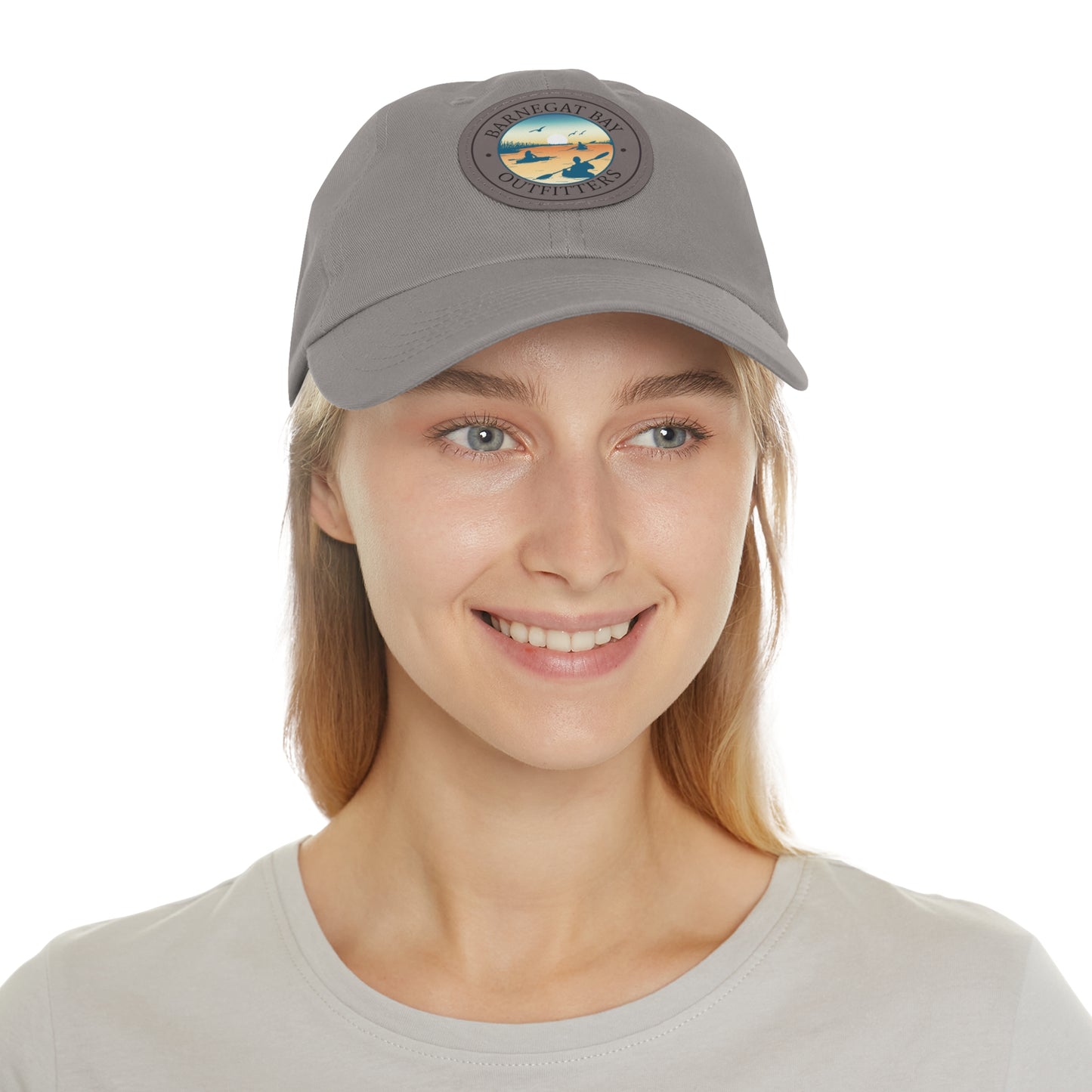 Kayak Scene Round Logo Leather Patch Hat