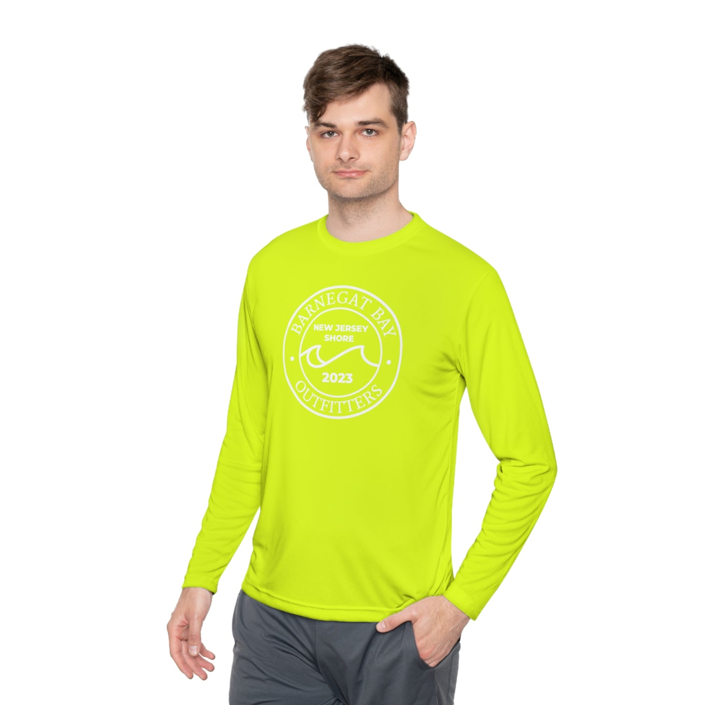 UPF40+ Circle Wave Front Logo Unisex Performance Long Sleeve Tee