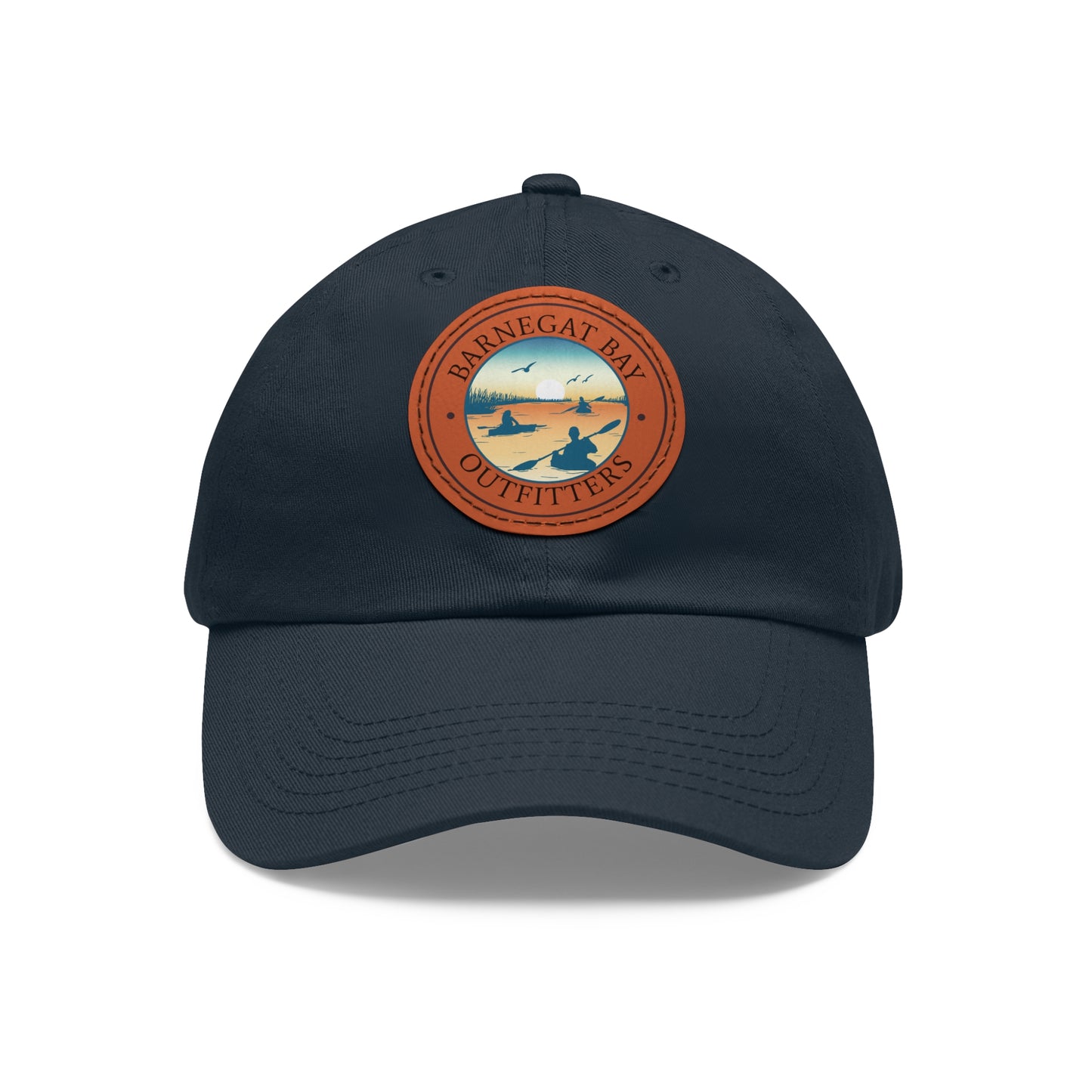 Kayak Scene Round Logo Leather Patch Hat