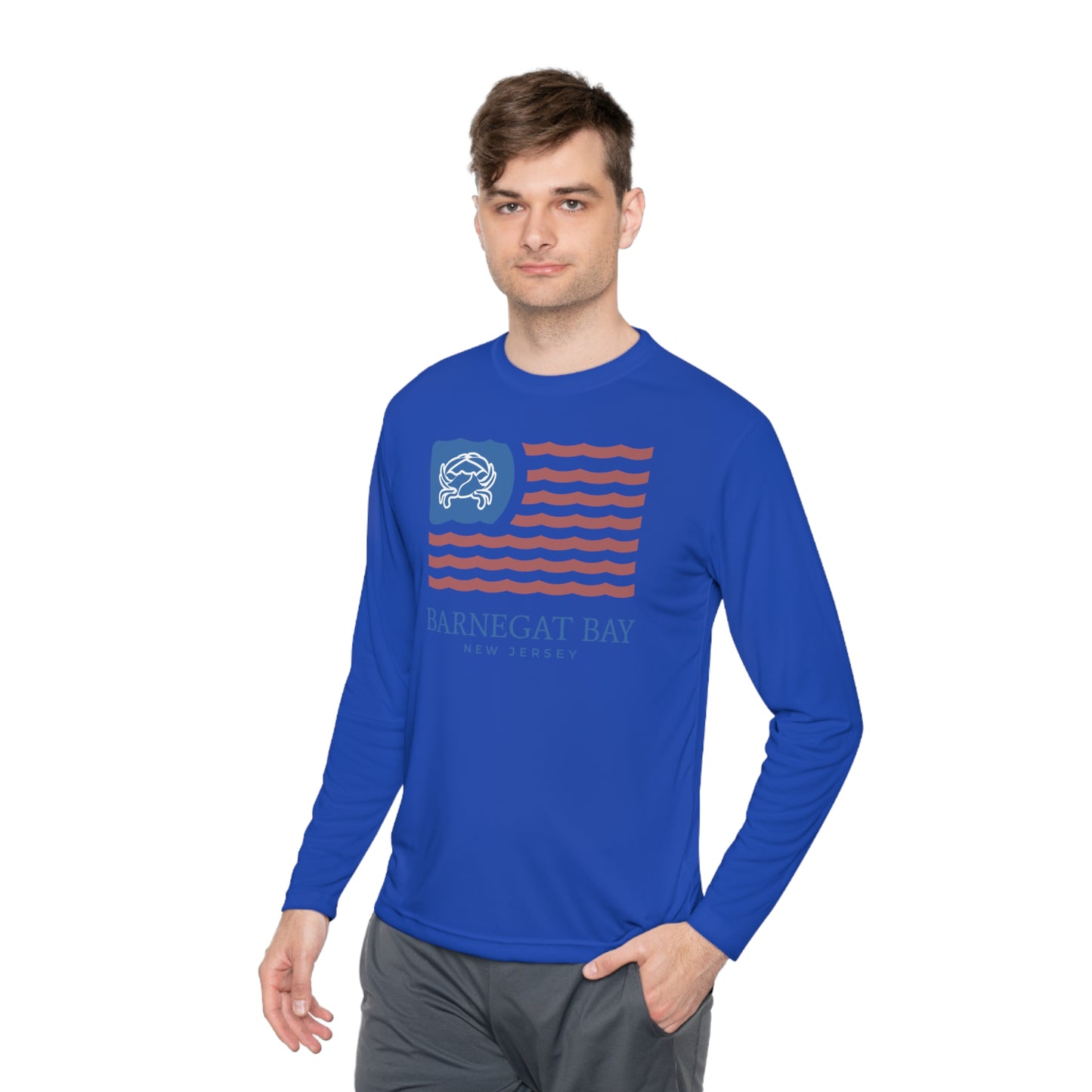 UPF40+ Wavy Flag Front Logo Unisex Performance Long Sleeve Tee