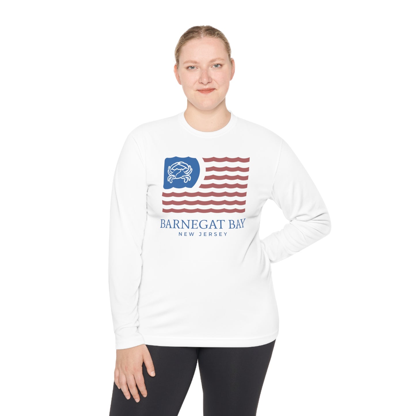 UPF40+ Wavy Flag Front Logo Unisex Performance Long Sleeve Tee