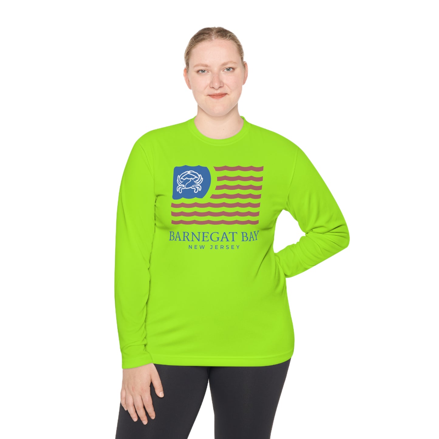 UPF40+ Wavy Flag Front Logo Unisex Performance Long Sleeve Tee