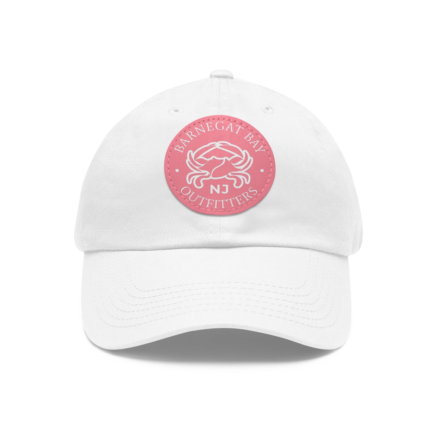 Barnegat Bay Outfitters Round White Crab Logo Leather Patch Hat