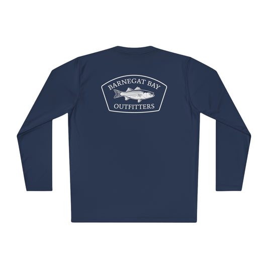 UPF40+ Striped Bass Shield Logo Unisex Performance Long Sleeve Tee