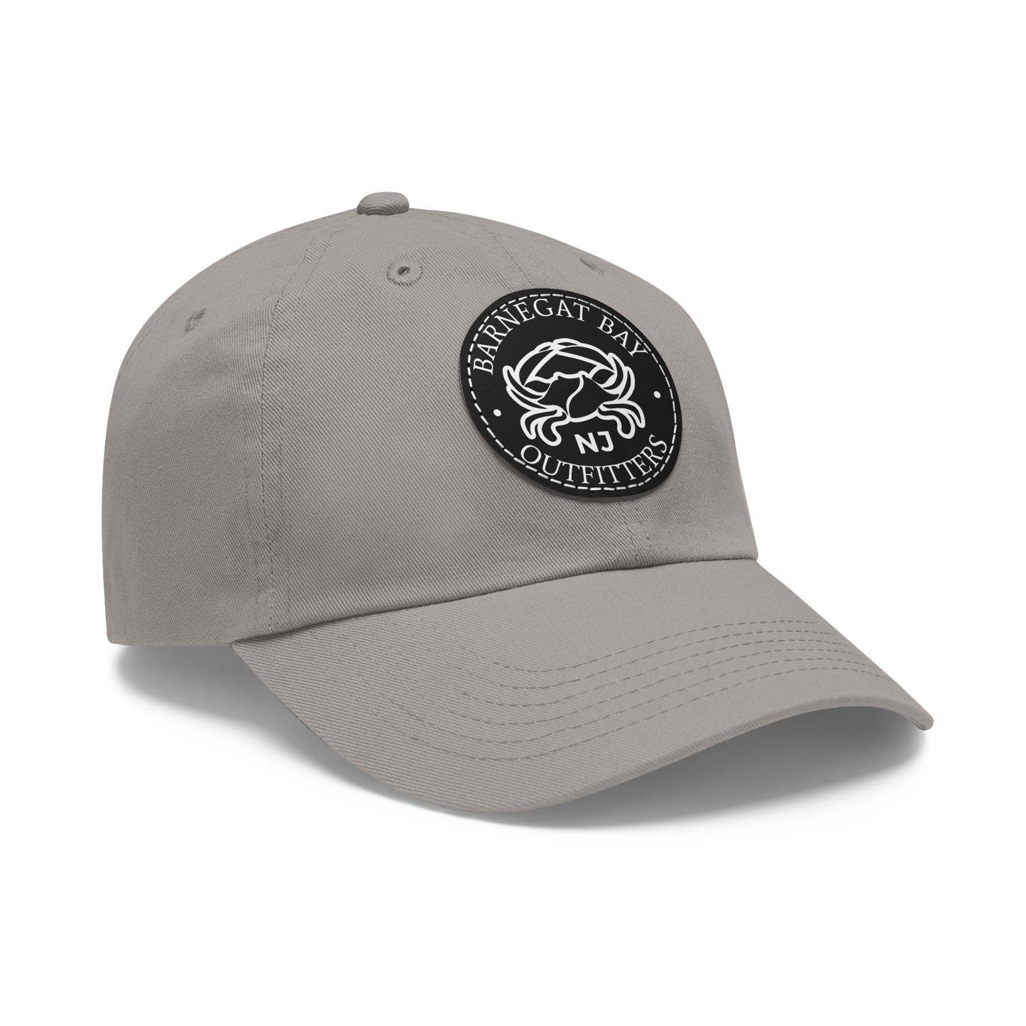 Barnegat Bay Outfitters Round White Crab Logo Leather Patch Hat