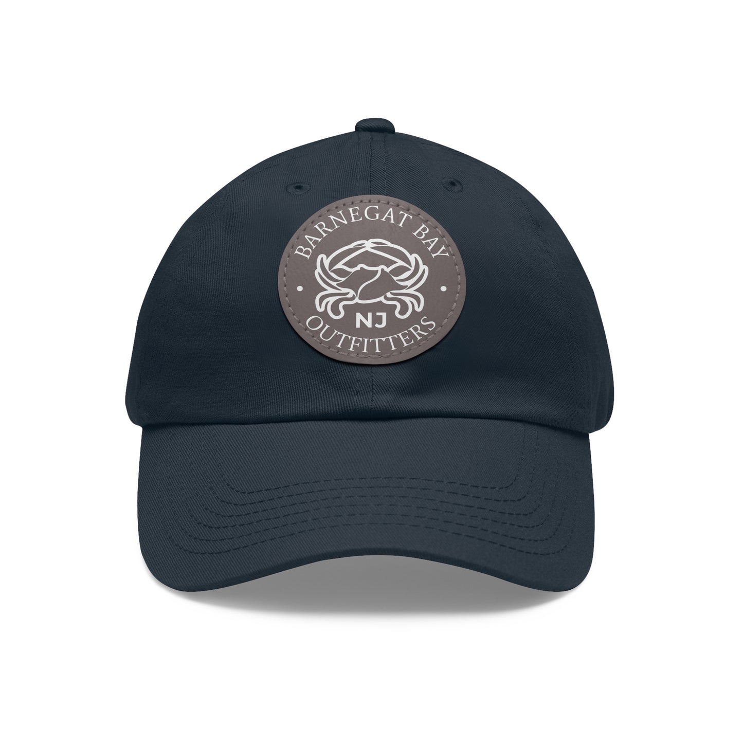 Barnegat Bay Outfitters Round White Crab Logo Leather Patch Hat