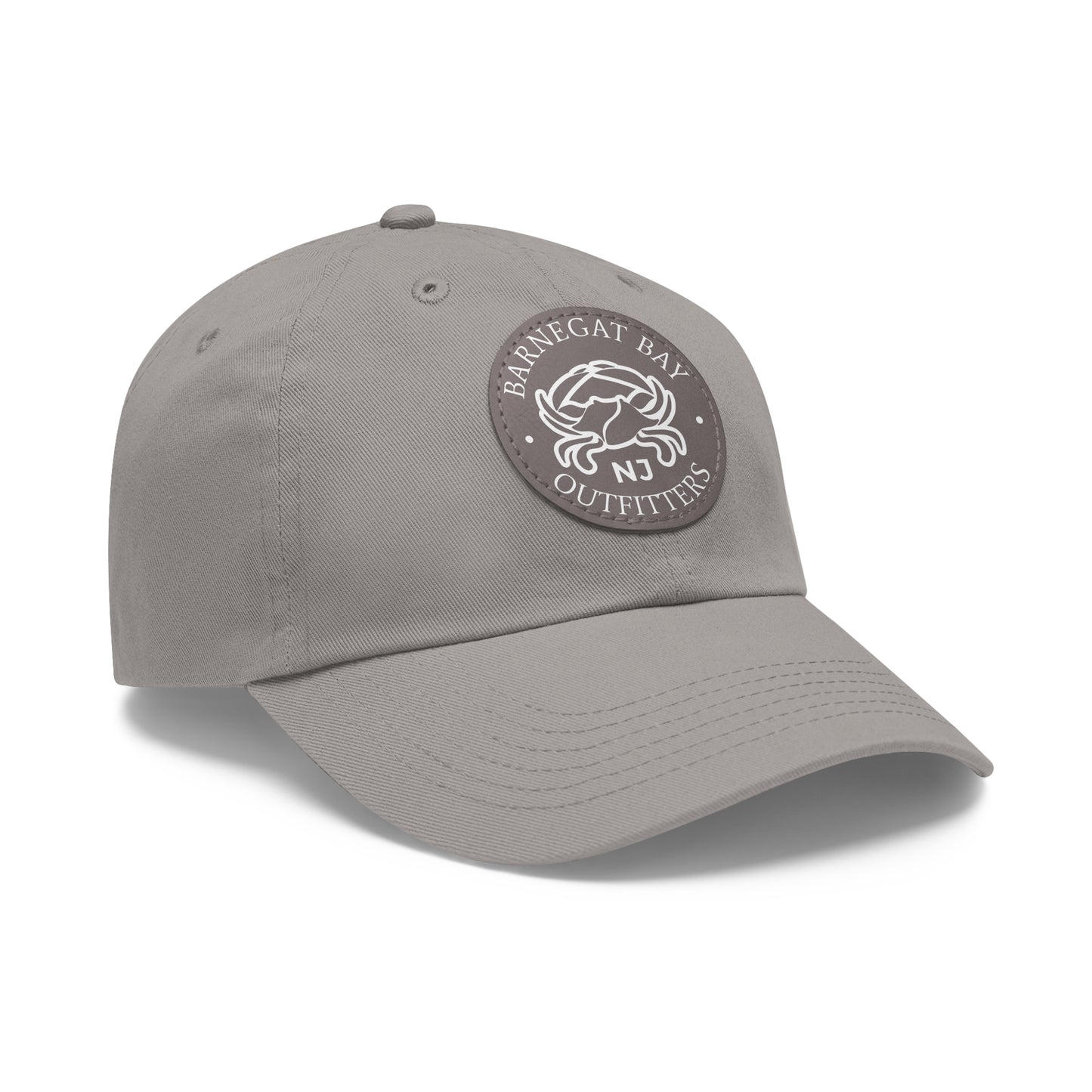 Barnegat Bay Outfitters Round White Crab Logo Leather Patch Hat