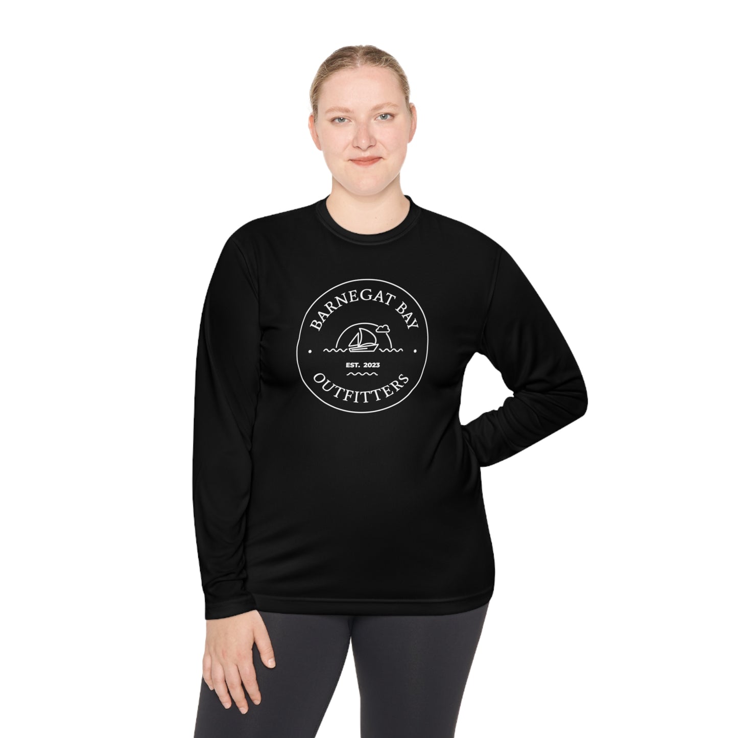 UPF40+ Sail Boat Front Logo Unisex Performance Long Sleeve Tee